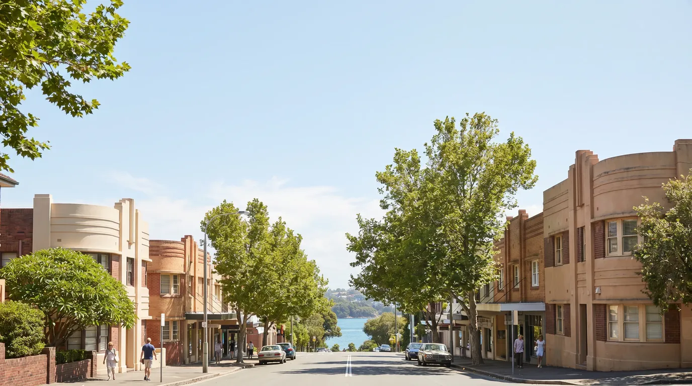 A residential street in Mosman, showing the typical access for a move here