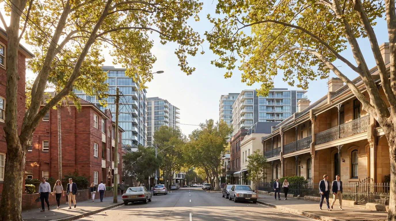 A residential street in Neutral Bay, showing the typical access for a move here